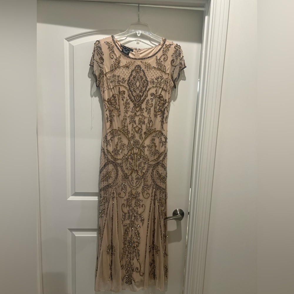 formal nightgown pizarro nights gold with beading
